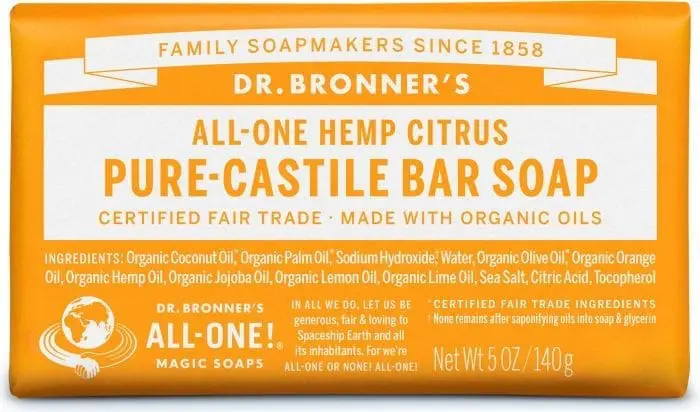 Dr Bronner Zeep Bar Citrus Sinaasappel 140g