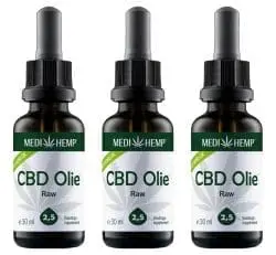 MediHemp CBD Olie Raw 2,5% CBD Voordeelpakket 3x 30ml