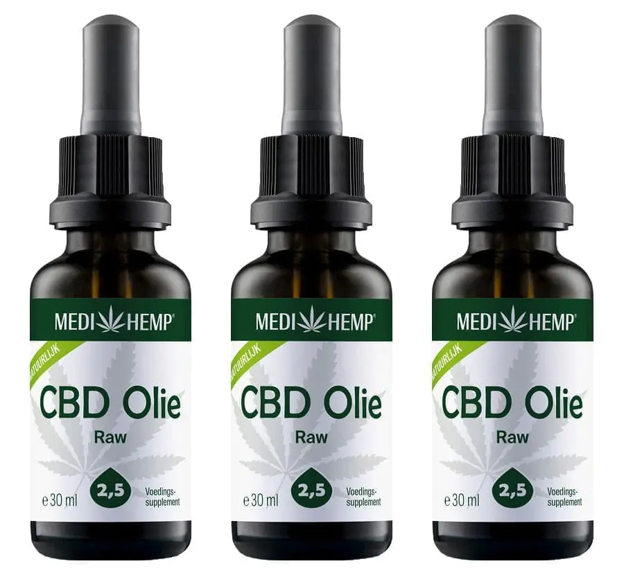 MediHemp CBD Olie Raw 2,5% CBD Voordeelpakket 3x 30ml