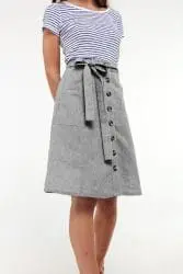 Hemp Tailor Hoodlamb Hennep Rok Mid Lenght Button Skirt Zwart