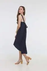 hoodlamb hennep jurk hemp dress at the knee gathered