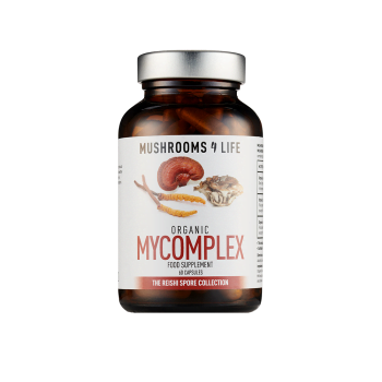 MyComplex capsules Mushrooms4Life: een mix van Reishi paddenstoelsporen, Cordyceps en Maitake paddenstoelen