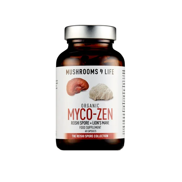 Myco-Zen Capsules Mushrooms4Life: mix van organische Reishi paddenstoelensporen én Lion’s Mane paddenstoel