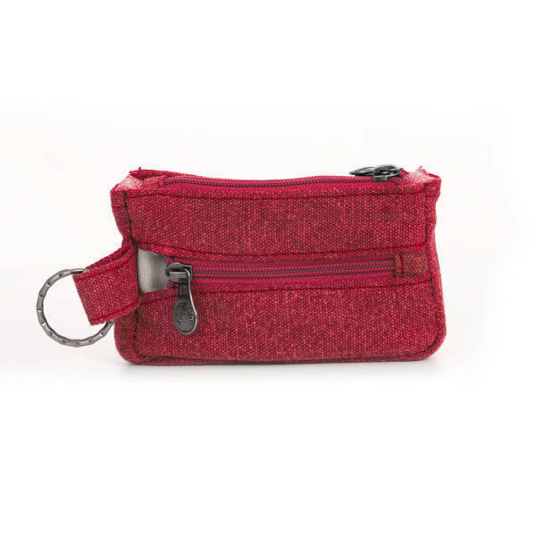 red wallet made from hemp and organic cotton