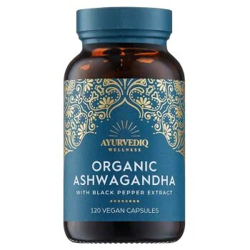Ayurvedic Ashwagandha BIO Capsules vegan black pepper extract Ayurvediq Wellness organic 120 caps