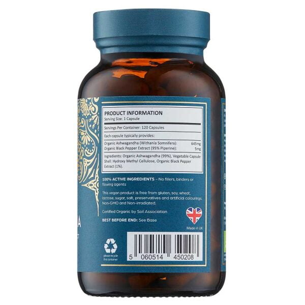 Organic Ashwagandha Black Pepper Extract Ayurvediq Wellness capsules