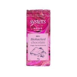 Chocolat Biohacked Chaga Cherry 66 pour cent Cacao BIO 45g KAAPA Mushrooms Systers