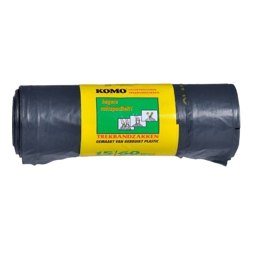 Komo Sacs à ordures 60L en plastique recyclé avec cordon 15 pcs 8710672889859 1