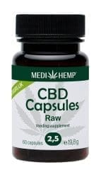 Medihemp CBD Capsules 2,5% CBD Raw CO2 extractie