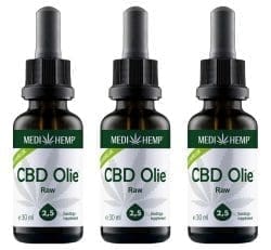 MediHemp CBD Oil Raw 2.5% CBD Advantage Pack 3x 30ml
