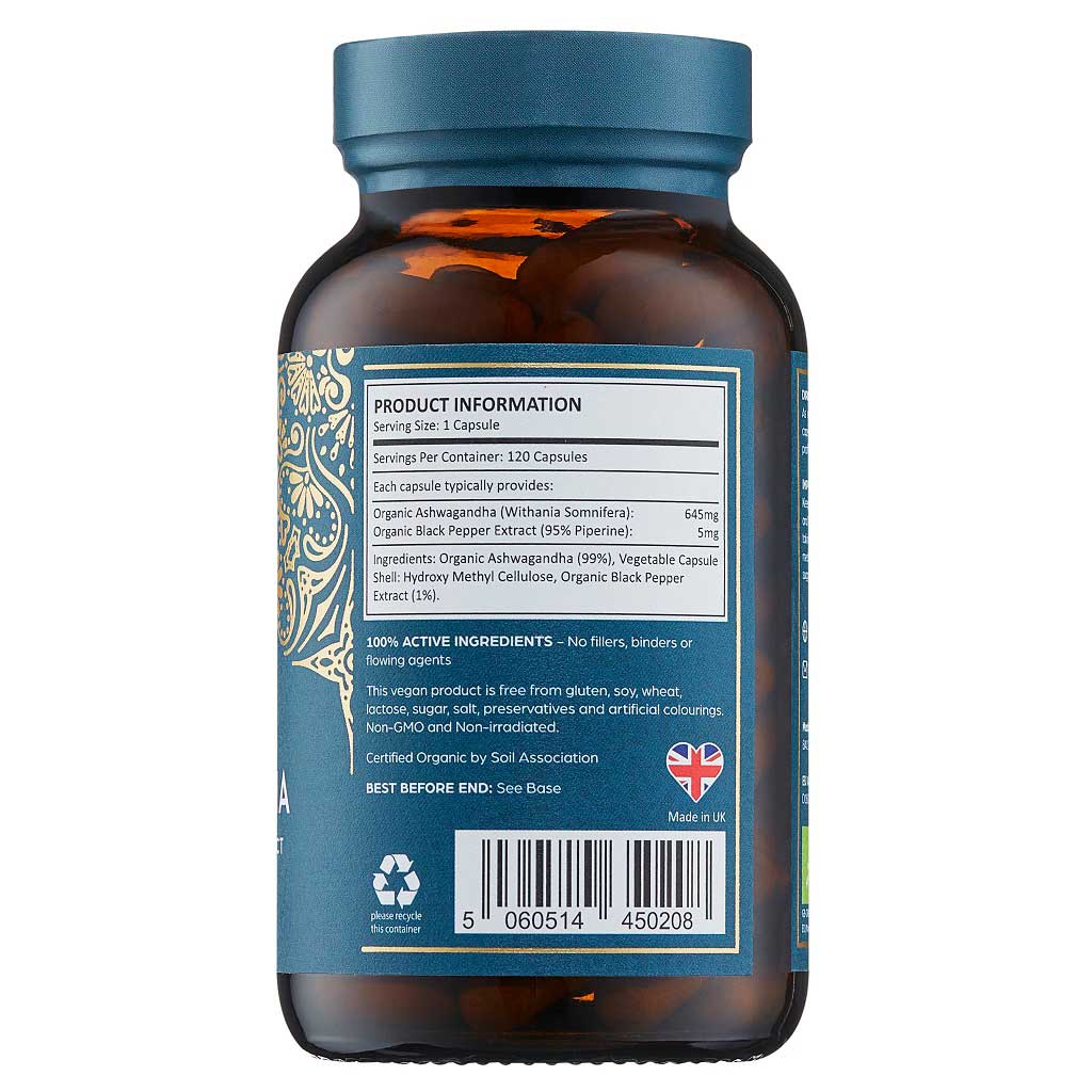 Organic Ashwagandha Black Pepper Extract Ayurvediq Wellness capsules
