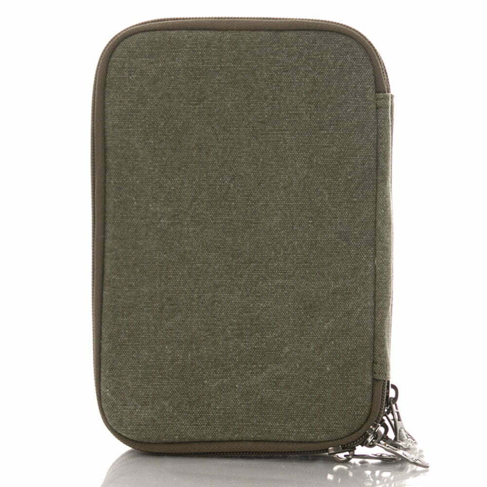 Organizer pouch khaki made of natural hemp and cotton