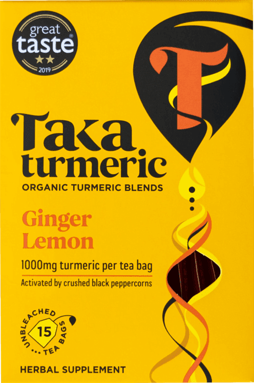 Taka Kurkuma Kurkuma Golden Ginger Lemon Teebeutel Zitrone-Ingwer Teebeutel
