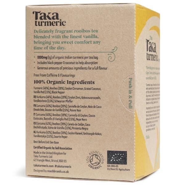 Taka Kurkuma Kurkuma Tee Rooibos & Honeybush BIO 33g (15 Teebeutel) – Bild 7