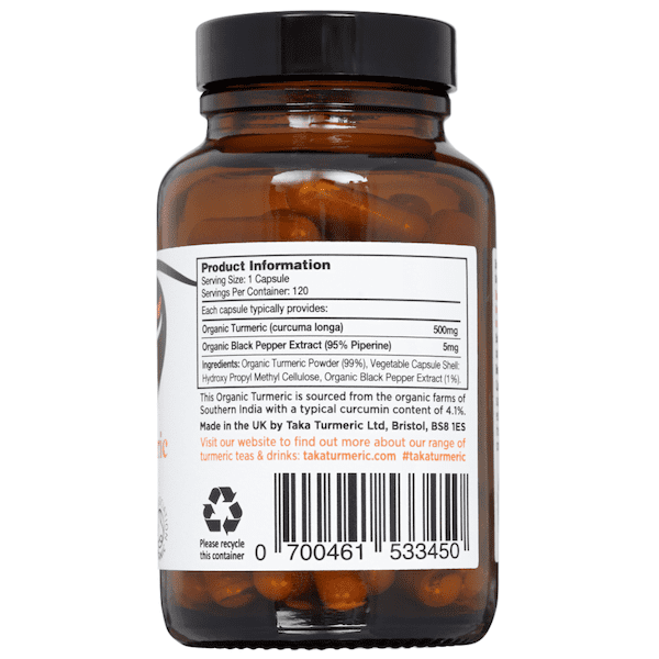 Taka Turmeric Curcuma Capsules With Black Pepper Extract BIO 120 Pcs - Image 6
