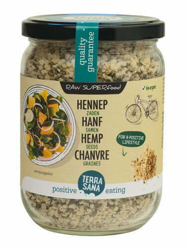 TerraSana Peeled Hemp Seeds 275 grams BIO RAW in Glass Storage Jar
