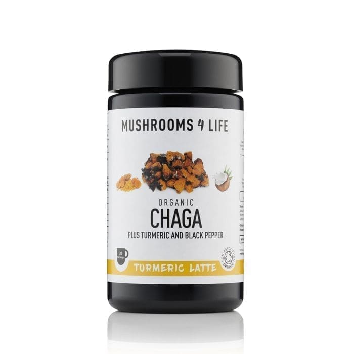 chaga turmeric latte mushrooms organic