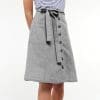 Hemp Tailor Hoodlamb Hemp Skirt Mid Lenght Button Skirt Black