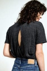 hemp hoodlamb organic open back wrap top black